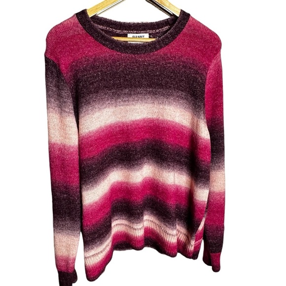 5 for $40 SALE! Old Navy Pink & Maroon Striped Crew Neck Knit Sweater sz XXL - Picture 9 of 9